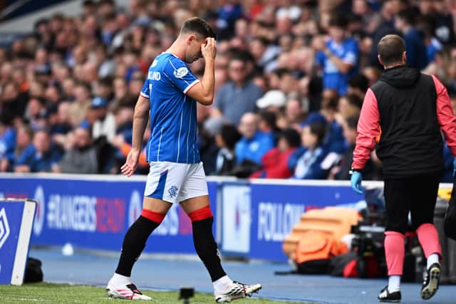 Rangers captain Lawrence Shankland comes off early during the 1-0 win over Motherwell at Ibrox.