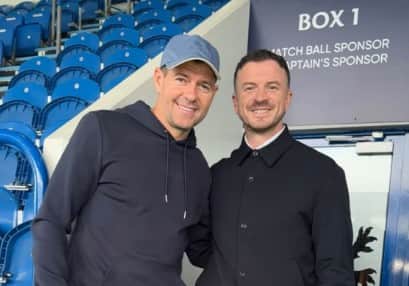 Former Rangers boss Steven Gerrard watched his old club storm into the Premier Sports Cup semi-finals before catching up with Scott Arfield and Andy Halliday