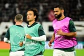 Mika Baur of Celtic during the warm up before before the UEFA Champions League 2026/27 Play off round second leg match between LASK and Celtic 