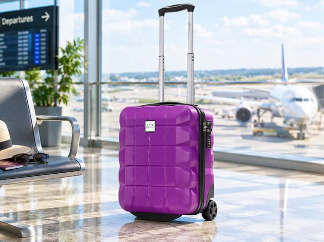 The ATX 40x30x20cm purple cabin suitcase is currently available for £28.04.