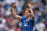 James Penrice of Rangers celebrates after the Premier Sports Cup Quarter Final match between Rangers and Celtic at Ibrox