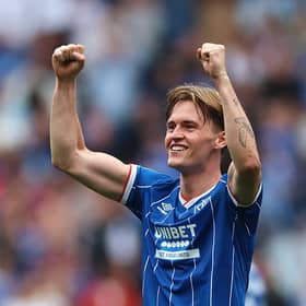 James Penrice of Rangers celebrates after the Premier Sports Cup Quarter Final match between Rangers and Celtic at Ibrox