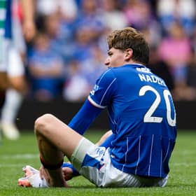 Ryan Naderi came off during Rangers' 3-0 win over Celtic.