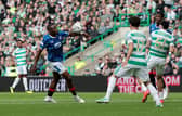 Olwethu Makhanya of Rangers scores a goal which was later riled out by VAR for handball