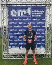 Alasdair MacArthur after completing the Edinburgh Marathon for Chest Heart & Stroke Scotland. Picture: Supplied