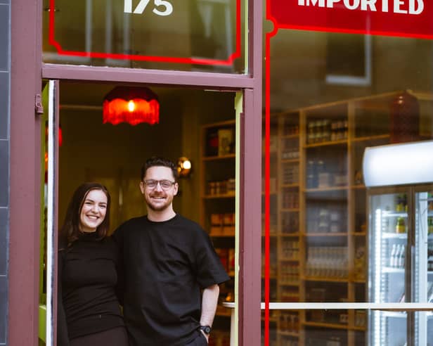 Rob and Anna outside Kramer's in Glasgow
