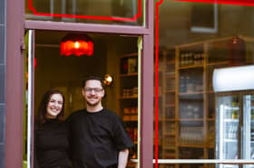 Rob and Anna outside Kramer's in Glasgow