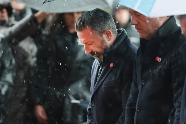 Manager Derek McInnes paid his respects during a remembrance service prior to the match.