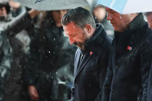 Manager Derek McInnes paid his respects during a remembrance service prior to the match.