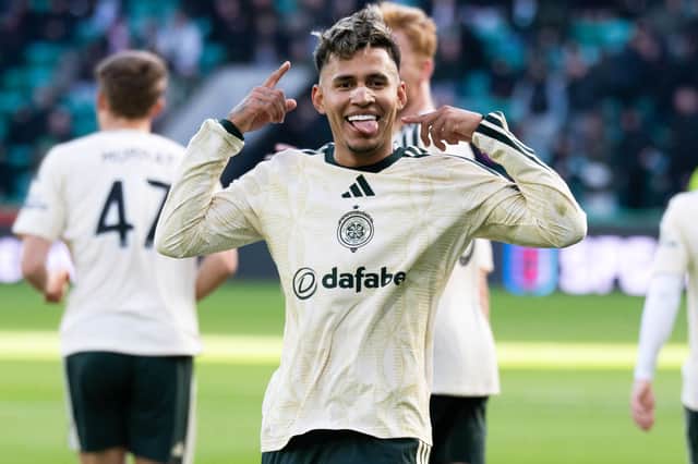 Celtic's Camilo Duran celebrates scoring to make it 2-1 against Hibs