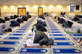 Worshipers at the Leeds Makkah Mosque ahead of the start of Eid al-Fitr. The celebration marks the end of the Muslim month of fasting, called Ramadan. Picture date: Wednesday May 12, 2021.