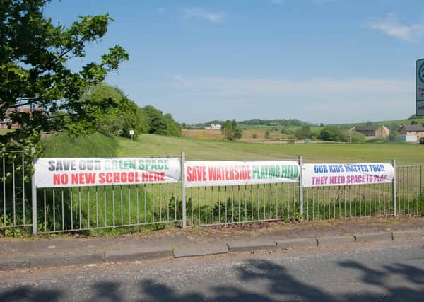 Photo Jamie Forbes 26.5.18 Kirkintilloch. Waterside football pitches Residents are against the siting of the new additional support needs school in greenspace at the village which they say is well used by local children