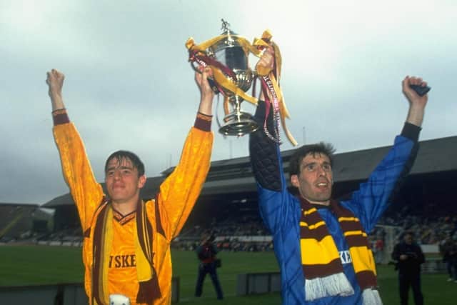 Motherwell FC 1991 cup winners Phil O'Donnell and Ally Maxwell (Pic courtesy of Ben Radford/Getty Images)