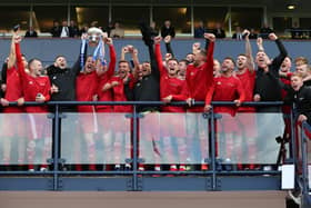 Colville Park AFC celebrate winning the 2019 Scottish Amateur Cup final at Hampden (Pic by Ian McFadyen)