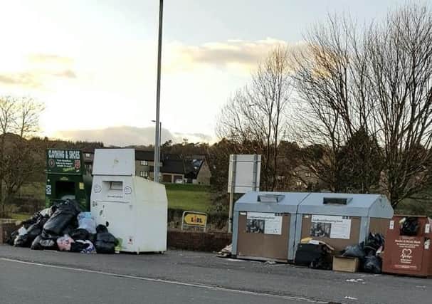 Recycling centre at Baljaffray car park in Bearsden recently