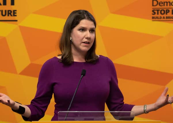 LONDON, ENGLAND - NOVEMBER 28: Liberal Democrat Leader Jo Swinson gives a speech entitled 'The Problem With Boris Johnson' at Prince Philip House on November 28, 2019 in London, England. UK voters are set to go to the polls on December 12 in the country's third general election in less than five years. (Photo by Leon Neal/Getty Images)