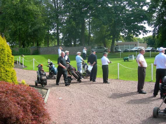 This pre-lockdown picture shows Colville Park GC members standing in front of the first tee. Its changed days now, with the course closed to everyone except the head greenkeeper due to the coronavirus.