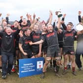 Biggar celebrate title clinching win at Stirling (Pic by Nigel Pacey)