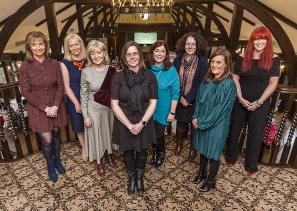 The speakers at the A Mind  For Business event (l-r) Jeanette McIntyre, Annette Keay, Annette Bell, Kirsty Paterson, Professor Lynne Cadenhead, Yvonne Weir, Colette Stevenson and Kirsty Mac