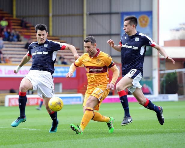 Scott McDonald (right) in action for Motherwell against Dundee during his second spell at Fir Park