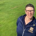 Mags Cathcart, standing on a rutted 18th green at Hollandbush GC, is worried all six South Lanarkshire Council courses face closure without immediate action.