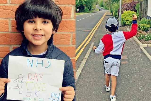 Milan has been enjoying his daily walks and is delighted to be able to support his NHS heroes.
