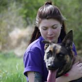 Layla with one of the staff members at the Glasgow animal rescue and rehoming centre. (Photo: Scottish SPCA)