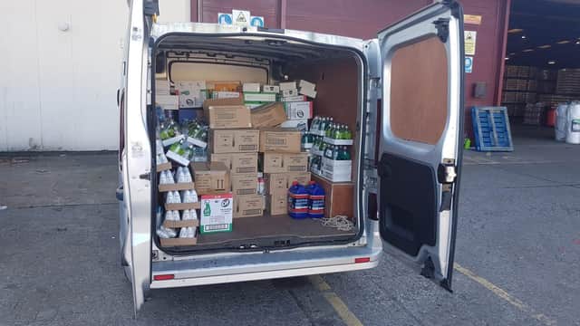 The first of multiple van loads donated by local couple Theresa and Alan Taylor