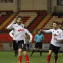 Ray Grant celebrates after netting Clyde's winner against Montrose