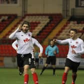 Ray Grant celebrates after netting Clyde's winner against Montrose