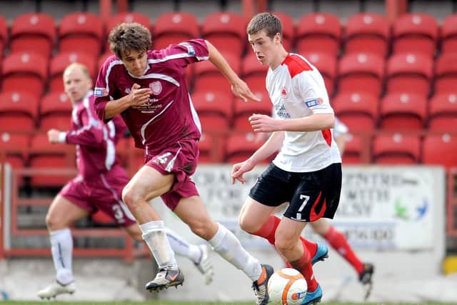 A fresh faced White playing for Clyde against Arbroath in 2010 (Pic by John Devlin)