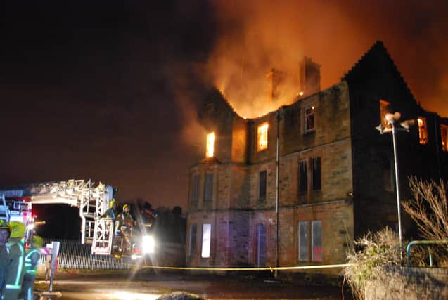 Archive footage of Hartwood Hospital fire from March 2016