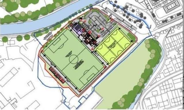 An artists drawing from last year of the possible layout of the new Kirkintilloch sports complex