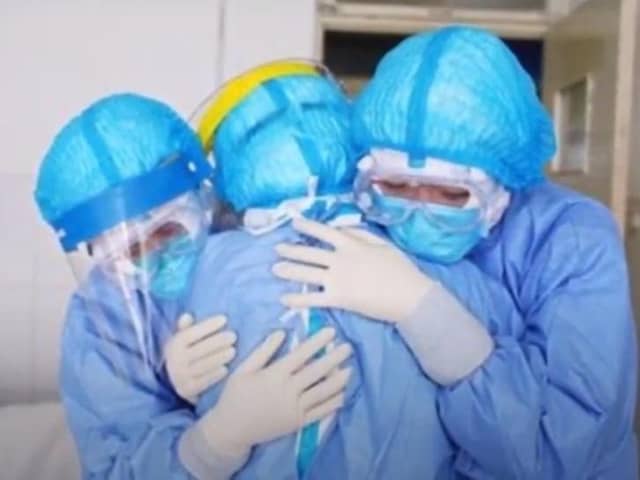 A poignant moment from Paul Martin's music video in aid of the NHS