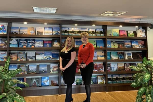 Manager Debbie Ballantyne (left) and travel consultant Liz Gould at the recently reopened Newton Mearns branch.
