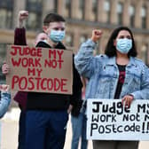 Young people in Glasgow protest over the marking down of their grades by the SQA.