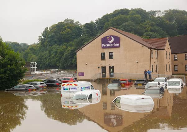 Flooding at Cadgers Brae Brewer's Fayre in Falkirk after last night's thunderstorm. Photo: Scott Louden