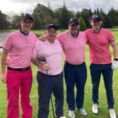 Male golfers donned pink to play in the MacMillan Cancer Care competition at Hollandbush golf course on Saturday