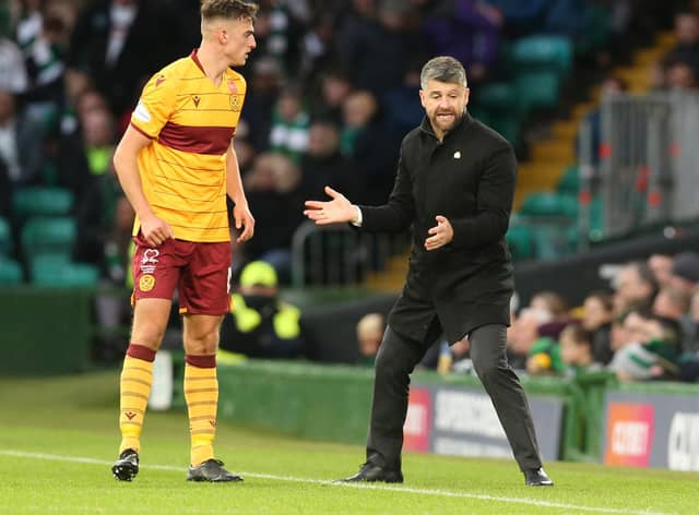 Stephen Robinson and his Motherwell players will return to Parkhead this Sunday but - despite lobbying by Celtic to the Scottish government - no fans will be present (Pic by Ian McFadyen)
