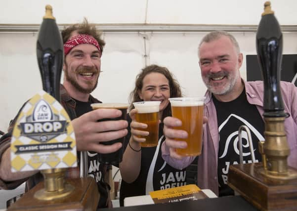 Jaw Brew brewer Mark Hazell (right) at the Milngavie Beer Festival in 2017