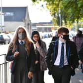 Pupils at Holyrood Secondary School, Glasgow, wearing face coverings. Photo: John Devlin