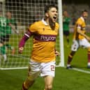 Callum Lang celebrates scoring Motherwell's first goal in the 5-1 success over Glentoran in the previous round (Pic by Ian McFadyen)