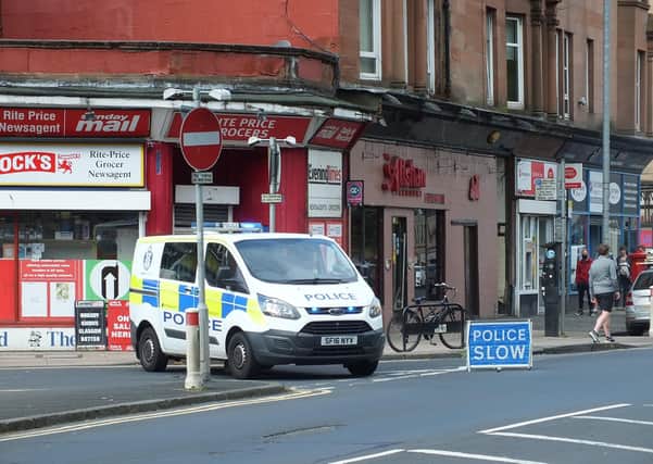 Police blocked off several local roads following the stabbing in Brunton Street, Cathcart