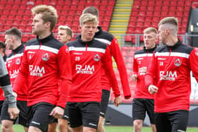 New signings Josh Jack (no 20) and Jay Henderson (no 18) training with their new Clyde team-mates (pic: Craig Black Photography)