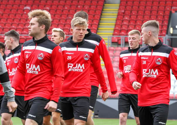 New signings Josh Jack (no 20) and Jay Henderson (no 18) training with their new Clyde team-mates (pic: Craig Black Photography)