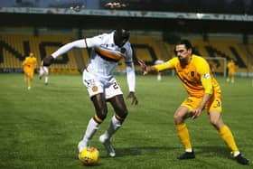 Bevis Mugabi in action for Motherwell in a league game at Livingston last season (Pic by Ian McFadyen)