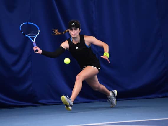 Maia Lumsden was victorious on her return to competitive tennis action in London last weekend.