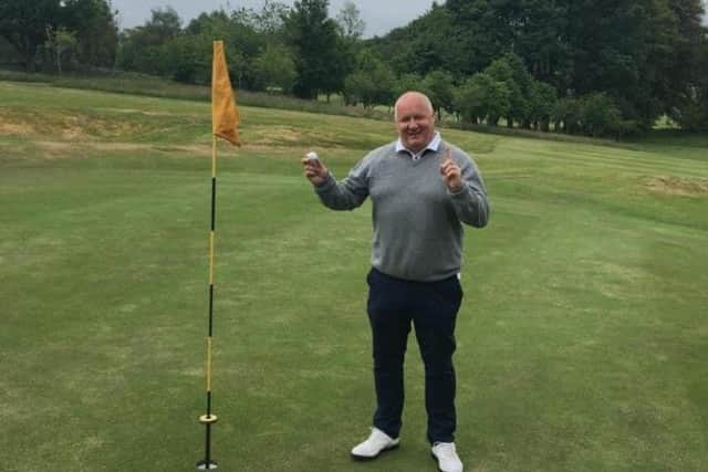 Andrew Blair of Kirkintilloch Golf Club after a hole in one