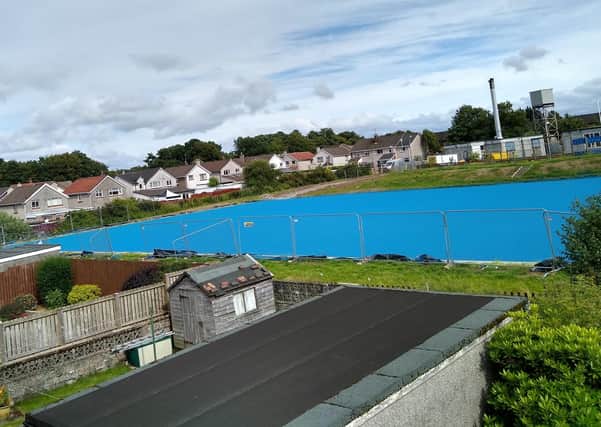 The grass football pitch at Meadowburn Primary  was dug up and the area prepared for an artificial surface
