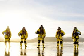 The Girvan crew members on Girvan beach.